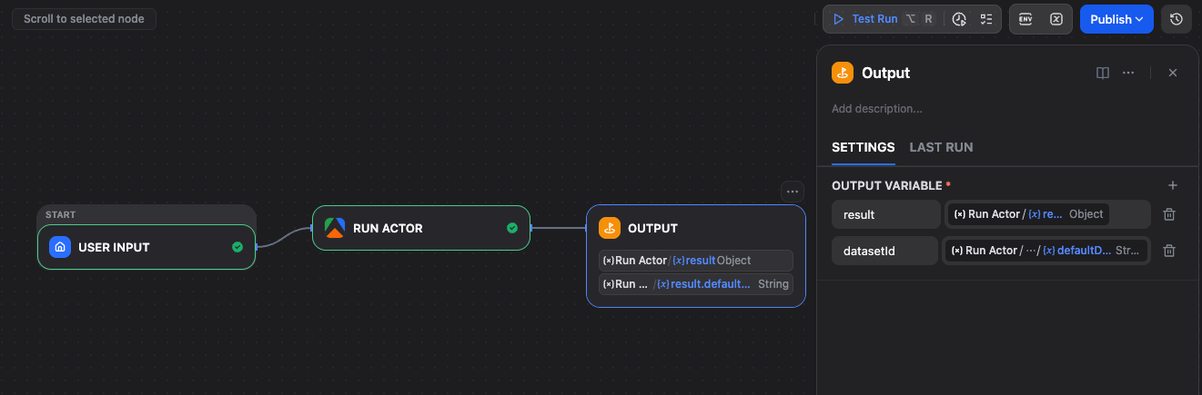 Run Actor Node Configuration